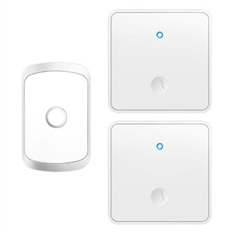 CACAZI FA50 selvdrevet Smart trådløst ringeklokkesett 2 sender / mottaker dørklokke for hjemmet (86 stor knapp)
