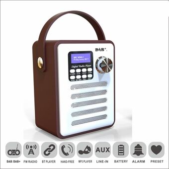 Bærbar DAB-H6 Wood DAB digital radiospiller Bluetooth MP3-spiller Støtte TF-kort og Flash