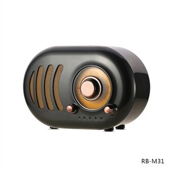 REMAX M31 Trådløs Høyttaler Retro Bluetooth Høyttaler HiFi Lyd 3D Musikk Outdoor Radio - Svart