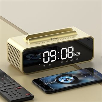 Smart Wireless Bluetooth Audio Bedside Alarm Clock Phone Bracket Speaker FM Radio Desktop Home Clocks