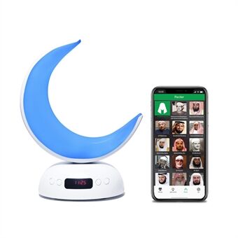 EQUANTU SQ902 Moon-formet Bluetooth-høyttaler med fargerikt nattlys digitalt display trådløs høyttaler