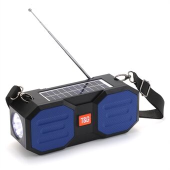 T&G TG634 Solar oppladbar Bluetooth-høyttaler Outdoor trådløs FM-radio Stereo Subwoofer med LED-lommelykt