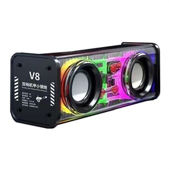 V8 Transparent Mecha Music Speaker Bluetooth 5.0 trådløs subwoofer med RGB-lys
