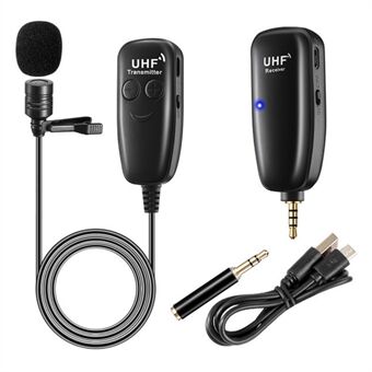 U12G UHF Trådløs Lavalier-mikrofon Vendbar 50m HD-lydintervju Stemmeopptaksmikrofon med sender/mottaker