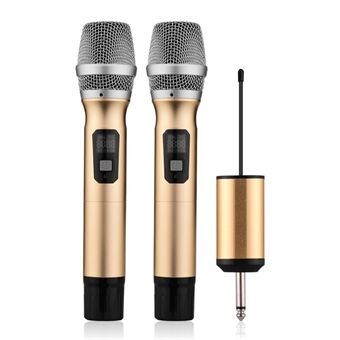 UHF Wireless Microphone Karaoke Dual Handheld Dynamic Mic Set with Receiver for Karaoke Conference