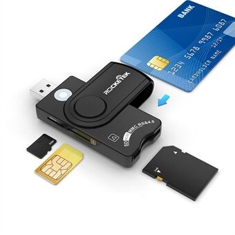 ROCKETEK CR310 USB 2.0 Smart Card Reader SD TF ID SIM Bank Card Connector Adapter