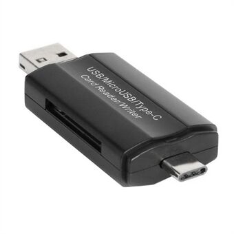 DM-HC45 3-i-1 USB / Micro USB / Type-C TF minnekortleser Dataoverføringsadapter OTG Hub for telefonnettbrett