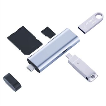 Multifunksjon Type-C kortleser USB-C OTG bærbar minnekortleser for mobiltelefoner, datamaskiner