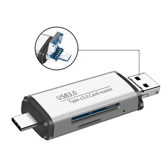 3 i 1 USB 3.0 / Type-C / Micro USB TF minnekortleser OTG-adapter for smarttelefon bærbar datamaskin