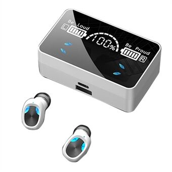 X3 TWS Bluetooth 5.1 Mini Wireless Touch-øretelefon Vanntett Sports Stereo Music Calling Headset med speiloverflate LED-skjerm ladeveske