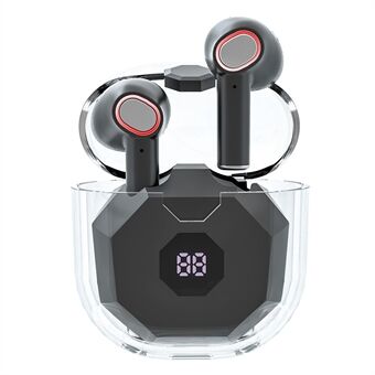 XT3S Transparent design Bluetooth In-ear-øretelefoner Sports-hodetelefoner med digitalt display-ladeveske