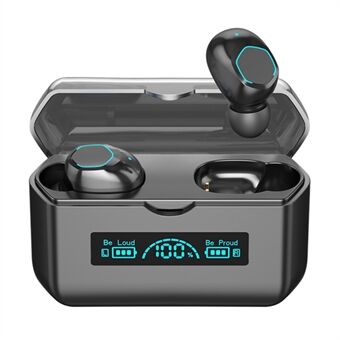 M19 trådløse TWS-ørepropper Mini Sports Bluetooth 5.2-hodesett med digital skjerm Stereo binaurale øretelefoner med ladeveske Støtte Power Bank-funksjon