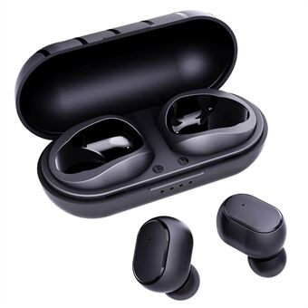 T6 Stereo Sound Semi-in-ear Bluetooth Headset Støyreduksjon TWS øretelefoner for Apple / Android - Svart