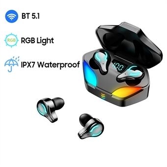 1Pair X1 Bluetooth 5.1 Earbuds True Wireless Gaming Headset IPX7 Waterproof Stereo Earphones with Charging Box