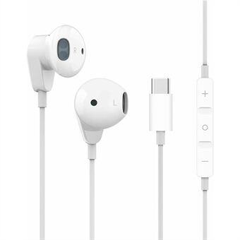 Kablede øretelefoner Type-C-plugg HIFI Stereo Half In-ear-hodetelefoner for Xiaomi Huawei, etc.
