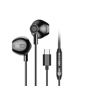 G20T In-ear Stereo Headset HD HIFI Mic Type-C ledningshodetelefoner for Type-C grensesnittenheter