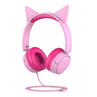 GORSUN GS-E62V Cat Ear Decor Sammenleggbar barnehodetelefon Kablet HiFi-hodetelefon Over-ear Kid Headset