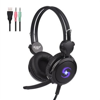 KUBITE T-591 For PC Bass Surround Soft Earmuffs Audio Control Gaming Headset Headphones with Mic