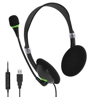 GUIDERAY USB over-ear kablet hodetelefon Stereolyd Ingen forsinkelse PC-spillmusikkhodesett med mikrofon