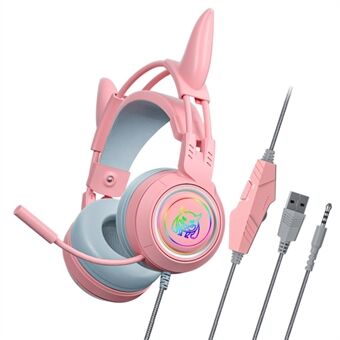 SY-G25 Devil Ears Design RGB-belysning Kablet kontroll Gaming-øretelefon 3D Surround Sound Spill-hodesett med HD-mikrofon