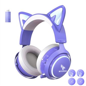 SOMIC GS510 2.4G trådløs over-ear E-sportshodetelefon Cute Cat Ear RGB LED-lys Musikkspill Live-hodesett
