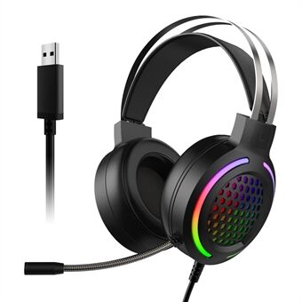G12 Honeycomb Holes Design 7.1-kanals USB Kablet Over-Ear E-sportshodetelefon RGB Light Computer Gaming Headset