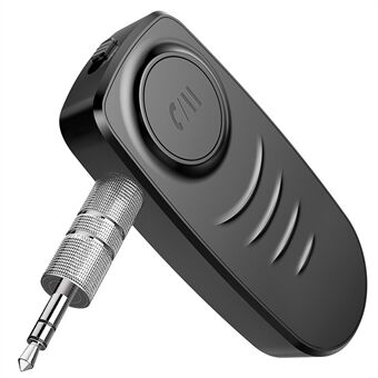 J19 3,5 mm Jack AUX MP3 Musikk Bluetooth 5.0 Mottaker Bilsett Mic Håndfri trådløs adapter Høyttaler Hodetelefon Lydsender - Svart