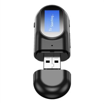 T17 2-i-1 USB LCD-skjerm Bluetooth 5.0 lydmottaker sender 3,5 mm Aux stereo musikk trådløs adapter