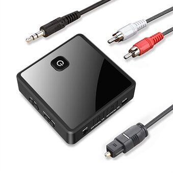 Fiberoptisk Bluetooth 5.0 lydsendermottaker 2-i-1 trådløs Bluetooth-adapter En kobler til to lydadaptere