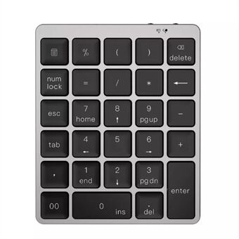 N960 28 taster Oppladbart Bluetooth numerisk tastatur Trådløst talltastatur i aluminiumslegering Bærbart tastatur for bærbar PC