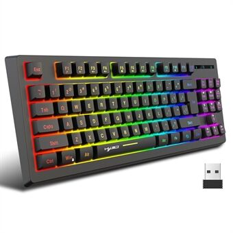 HXSJ L100 2.4G trådløst tastatur 87 taster RGB-lys Datamaskin Laptop Gaming Keyboard