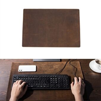 FAMILIEKONTAKTER 60x40 cm Crazy Horse Tekstur Ekte skinn Anti-skli Desktop Laptop Gaming Musematte Tastaturpute - Kaffe