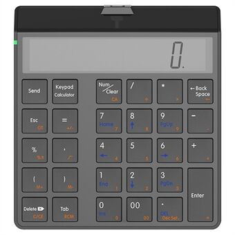 SUNREED KC9001S Bluetooth numerisk tastatur LCD-skjerm 29-tasters stasjonær forretningskalkulator for bærbar datamaskin