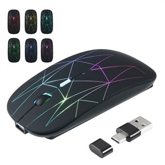 E39 Oppladbar 2,4G trådløs spillmus 1600DPI RGB pustelys Datamaskin Bærbar Ergonomiske mus