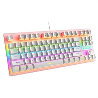 GRATIS WOLF K2 Gaming mekanisk tastatur 87 taster med fargerikt bakgrunnsbelyst USB kablet tastatur for bærbar spiller