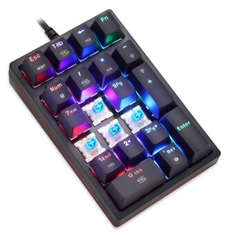 MOTOSPEED K24 RGB bakgrunnsbelysning USB kablet Mekanisk numerisk tastatur 21 taster numerisk
