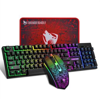 T-WOLF T31 Wired 104 Keys Backlit Gaming Keyboard + Mouse + Anti-Slip Mouse Pad Combo
