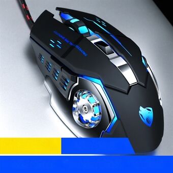 T-WOLF V6 USB Wired Mouse 6 Buttons Luminous Mechanical Computer Mouse - Technology Black