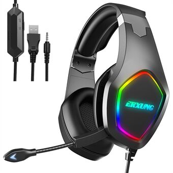 ERXUNG J20 Gaming Headset RGB Luminous Over Ear-hodetelefoner med mikrofon