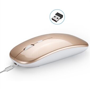 HXSJ M90 trådløs mus Oppladbar datamaskinmus 2.4G stille mus med USB-mottaker