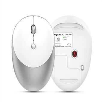 HXSJ T36 tremodus Bluetooth 3.0 + 5.0 trådløs mus Silme Silent oppladbar optisk mus - hvit