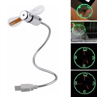Fleksibel svanehals Mini USB Kjølevifte LED Klokke Design Summer Cooler Fan