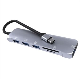 NK-3043 6 i 1 Type-C Hub USB 3.0 dokkingstasjon TF-kortleser for iPad Pro MacBook Air Pro