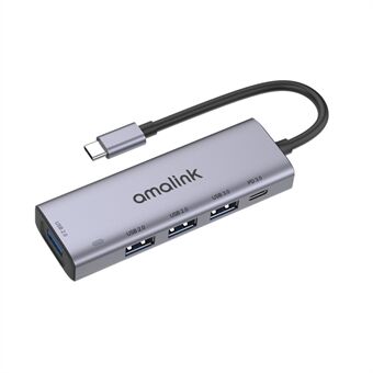 AMALINK AL-95119D 5-i-1 USB C Hub til 4xUSB-porter og 1xPD3.0 portadapter Hurtiglading USB C Hub for bærbare datamaskiner Mobiltelefoner