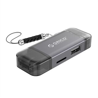 ORICO 3CR61-GY-BP 3.0 6 in 1 Card Reader with LED Indicator Supports USB3.0 TF/SD Card/Type-C/Micro USB