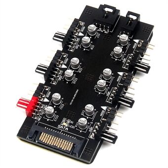 Datamaskin hovedkort SATA 1 til 6 PWM / ARGB Hub 4-pins viftehub 5V 3-pins RGB-konverter