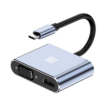 JUNSUNMAY JSM-HUB011 USB-C Hub-utvidelsesadapter til 4K HD-videoutgang+87W PD-port+VGA for bærbar datamaskin