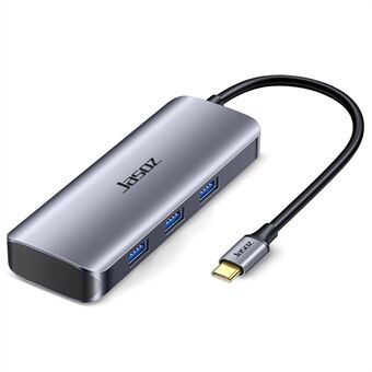 JASOZ H109 USB C Hub 5-i-1 Type C-adapter til 3xUSB 3.0-porter + HD-video 4K-oppløsning + 100W PD-ladeport for bærbar datamaskin