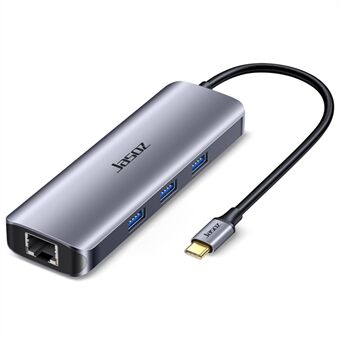 JASOZ H112 USB C-adapter med 3xUSB 3.0-porter + HD-video 4K-oppløsning + RJ45 Ethernet + 100W PD-ladeport + kortleserspor for bærbar datamaskin