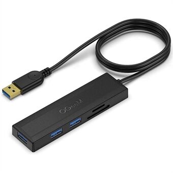 QGEEM QG-UH05-1A 5 i 1 Ultra Slim USB A dokkingstasjon Multi-Port USB Hub til 3 USB 3.0 SD / TF-kortleseradapter med 0,8 m forlenget kabel
